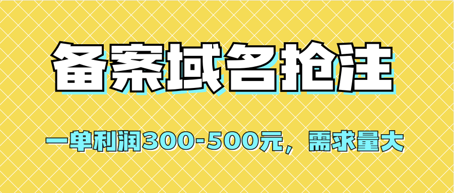 【全网首发】备案域名抢注，一单利润300-500元，需求量大-烽云网