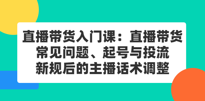 直播带货入门课：直播带货常见问题、起号与投流、新规后的主播话术调整-烽云网
