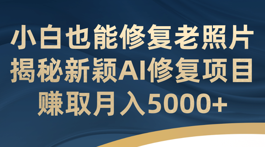 小白也能修复老照片！揭秘新颖AI修复项目，赚取月入5000+-烽云网