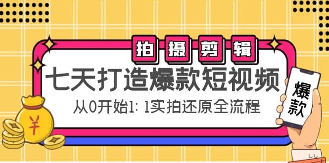 七天打造爆款短视频：拍摄+剪辑实操，从0开始1:1实拍还原实操全流程-烽云网