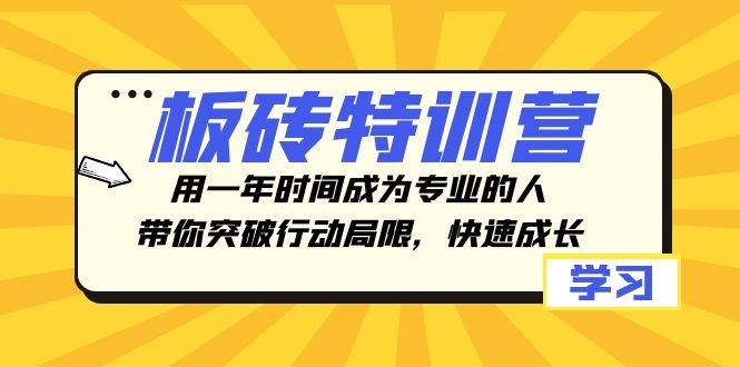 板砖特训营,用一年时间成为专业的人,带你突破行动局限,快速成长-烽云网