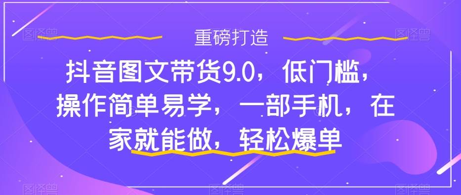 抖音图文带货9.0,低门槛,操作简单易学,一部手机,在家就能做,轻松爆单-烽云网