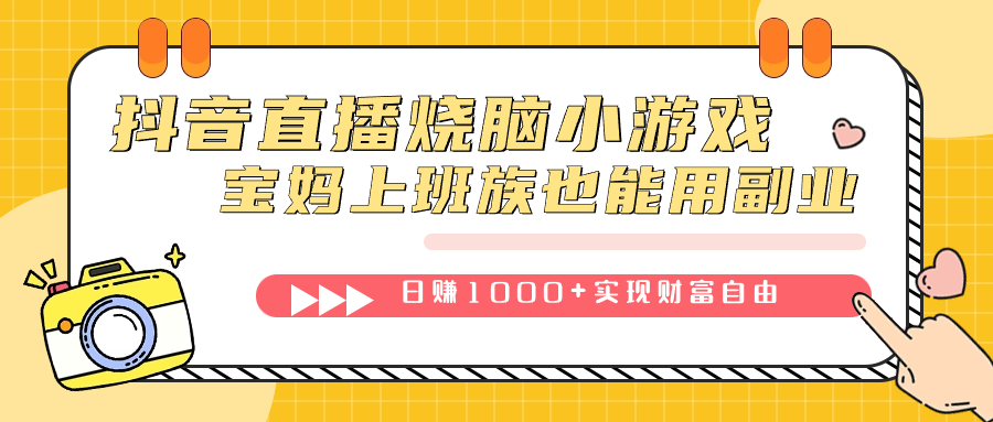 抖音直播烧脑小游戏，不需要找话题聊天，宝妈上班族也能用副业日赚1000+-烽云网