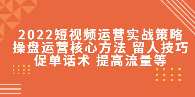 2022短视频运营实战策略：操盘运营核心方法 留人技巧促单话术 提高流量等-烽云网