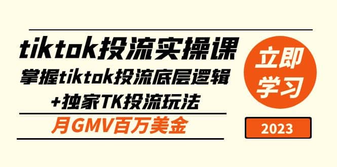 tiktok投流实操课：掌握tiktok投流底层逻辑+独家TK投流玩法-烽云网