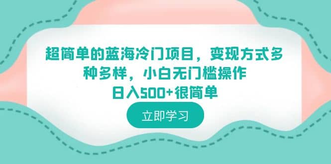 超简单的蓝海冷门项目，变现方式多种多样，小白无门槛操作日入500+很简单-烽云网