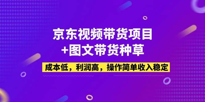 京东视频带货项目+图文带货种草，成本低，利润高，操作简单收入稳定-烽云网