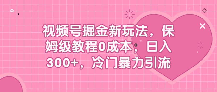 视频号掘金新玩法,保姆级教程0成本,日入300+,冷门暴力引流-烽云网