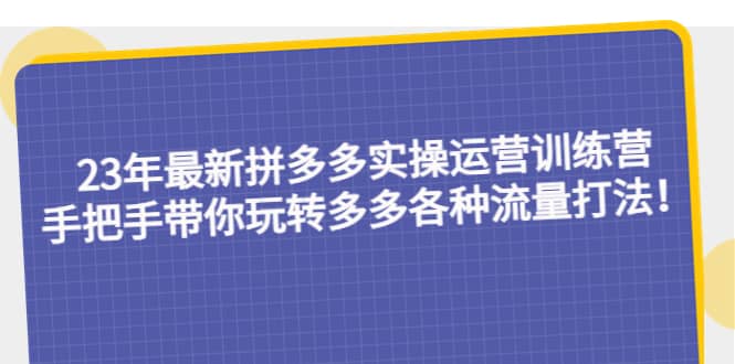 23年最新拼多多实操运营训练营：手把手带你玩转多多各种流量打法！-烽云网