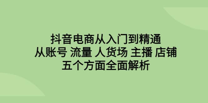 抖音电商从入门到精通，从账号 流量 人货场 主播 店铺五个方面全面解析-烽云网
