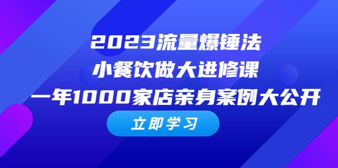 2023流量 爆锤法，小餐饮做大进修课，一年1000家店亲身案例大公开-烽云网