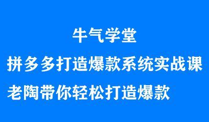 牛气学堂拼多多打造爆款系统实战课，老陶带你轻松打造爆款-烽云网