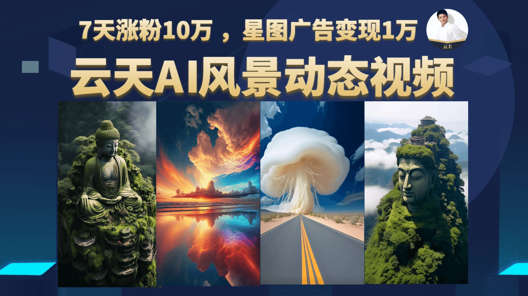 云天AI风景动图视频制作，7天涨粉10万 ，星图广告变现1万-烽云网