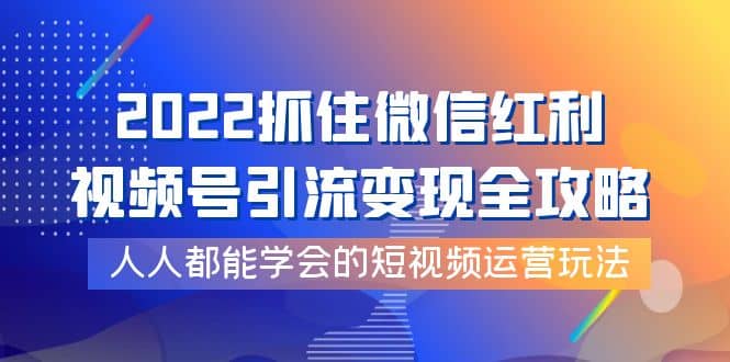 2022抓住微信红利,视频号引流变现全攻略,人人都能学会的短视频运营玩法-烽云网