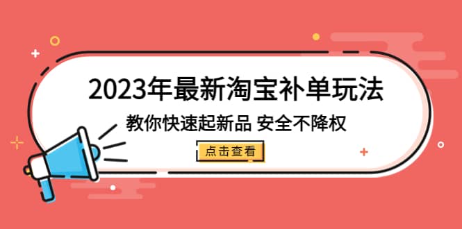 2023年最新淘宝补单玩法,教你快速起·新品,安全·不降权(18课时)-烽云网
