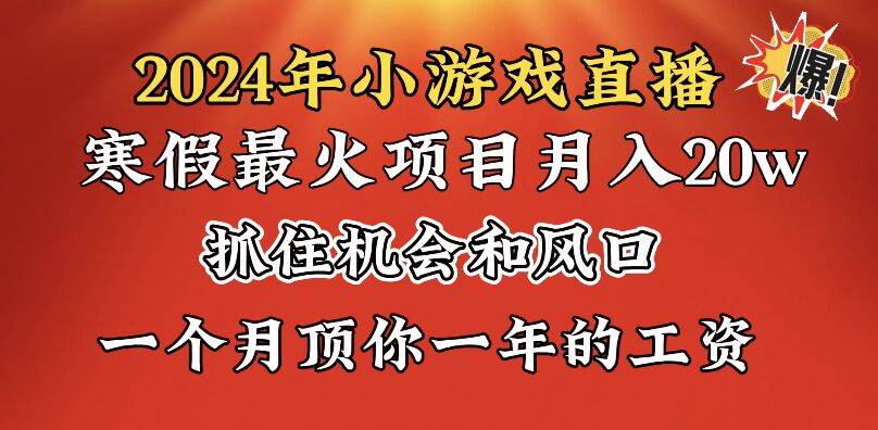 2024年寒假爆火项目,小游戏直播月入20w+,学会了之后你将翻身-烽云网