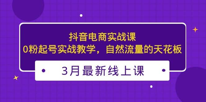 3月最新抖音电商实战课：0粉起号实战教学，自然流量的天花板-烽云网