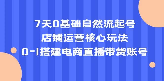 7天0基础自然流起号，店铺运营核心玩法，0-1搭建电商直播带货账号-烽云网