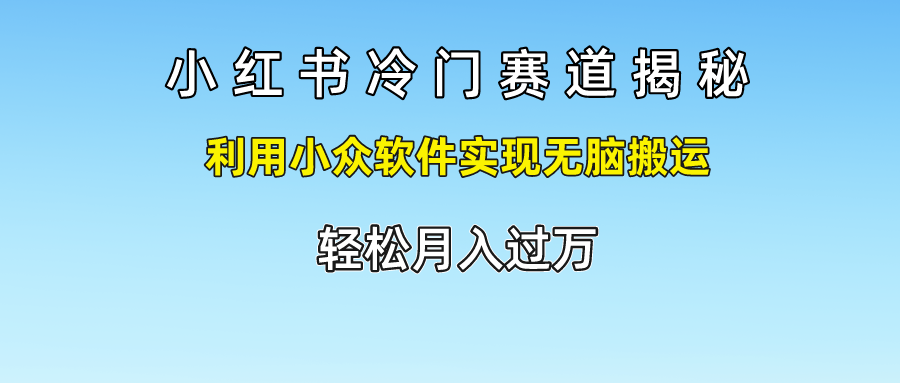 小红书冷门赛道揭秘,轻松月入过万,利用小众软件实现无脑搬运,-烽云网