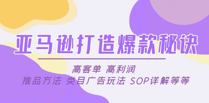 亚马逊打造爆款秘诀：高客单 高利润 推品方法 类目广告玩法 SOP详解等等-烽云网