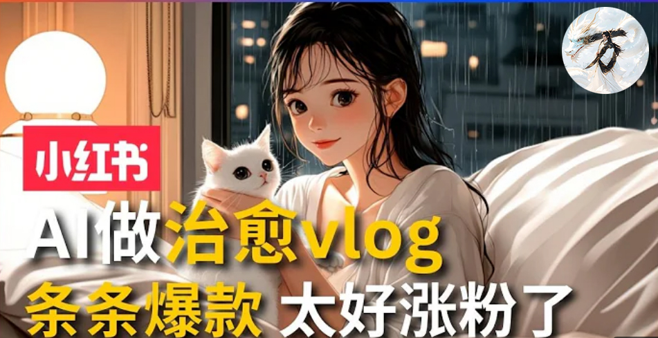 AI治愈系vlog动画视频，小红书7天 涨粉破千，商单报价1500+，0成本制作，日入2000+，有手就会 -烽云网
