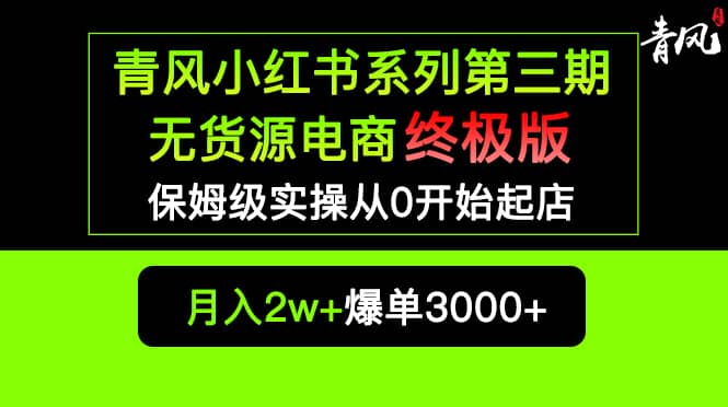 小红书无货源电商爆单终极版【视频教程+实战手册】保姆级实操从0起店爆单-烽云网
