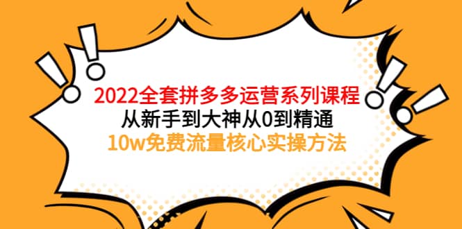 2022全套拼多多运营课程，从新手到大神从0到精通，10w免费流量核心实操方法-烽云网