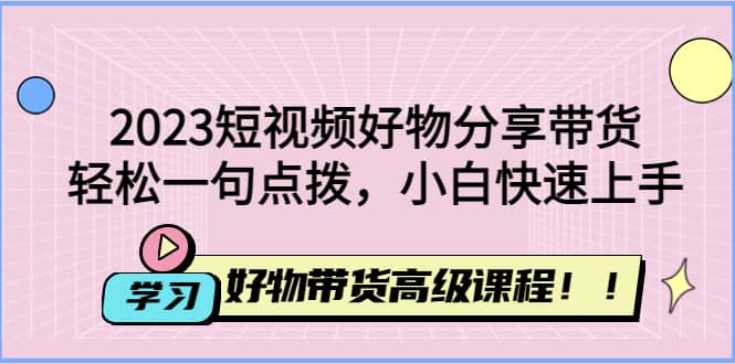 2023短视频好物分享带货,好物带货高级课程,轻松一句点拨,小白快速上手-烽云网