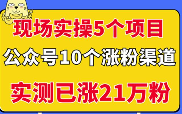 现场实操5个公众号项目,10个涨粉渠道,实测已涨21万粉!-烽云网