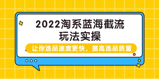 2022淘系蓝海截流玩法实操:让你选品速度更快,提高选品质量(价值599)-烽云网