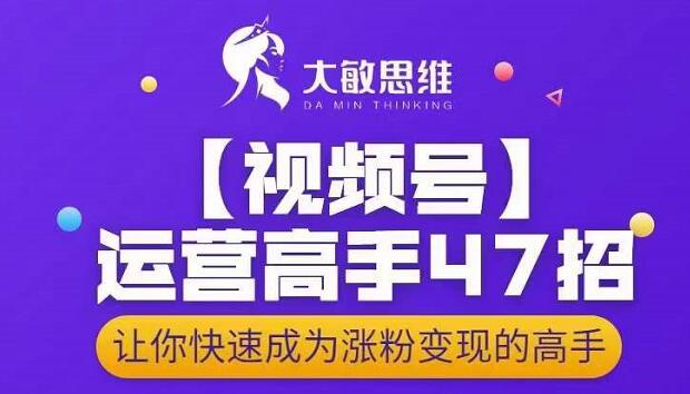 大敏思维-视频号运营高手47招，让你快速成为涨粉变现高手-烽云网