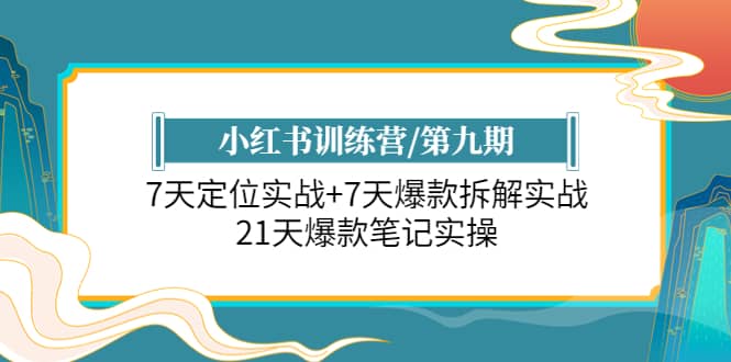 小红书训练营/第九期：7天定位实战+7天爆款拆解实战，21天爆款笔记实操-烽云网