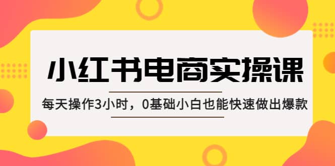 小红书·电商实操课：每天操作3小时，0基础小白也能快速做出爆款-烽云网