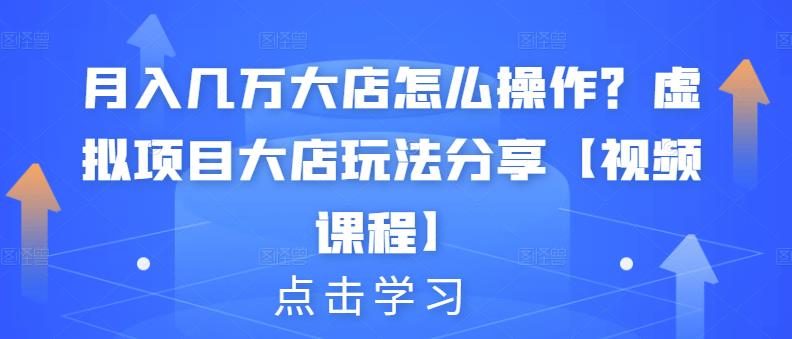 月入几万大店怎么操作?虚拟项目大店玩法分享【视频课程】-烽云网