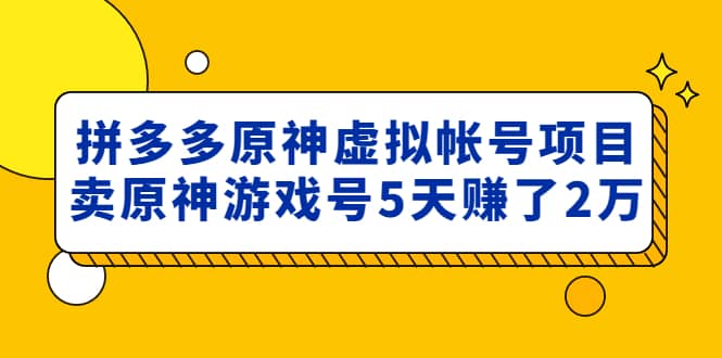 外面卖2980的拼多多原神虚拟帐号项目-烽云网