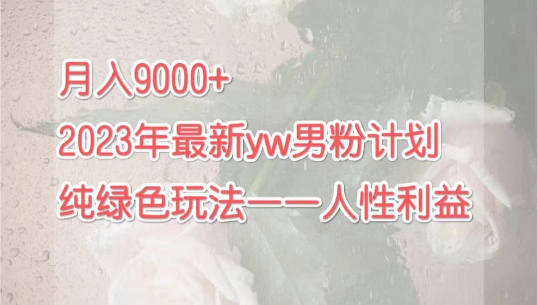 月入9000+2023年9月最新yw男粉计划绿色玩法——人性之利益-烽云网