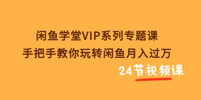 闲鱼学堂VIP系列专题课:手把手教你玩转闲鱼月入过万(共24节视频课)-烽云网