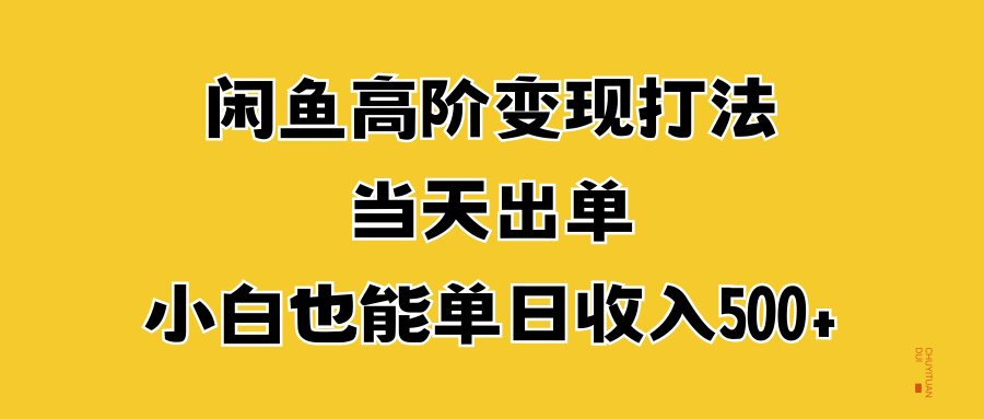 闲鱼高阶变现打法，当天出单，小白也能单日收入500+-烽云网
