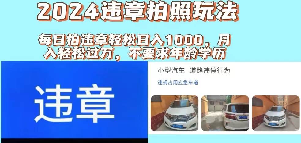 2024违章拍照新玩法，推广躺赚+拍照赚钱双模式，日入1000+-烽云网