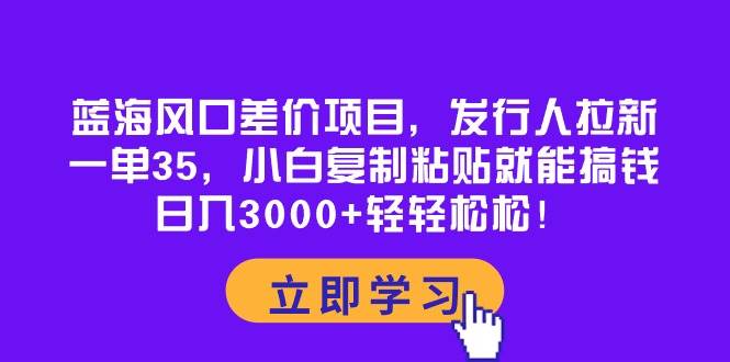 蓝海风口差价项目，发行人拉新，一单35，小白复制粘贴就能搞钱！日入3000+轻轻松松-烽云网