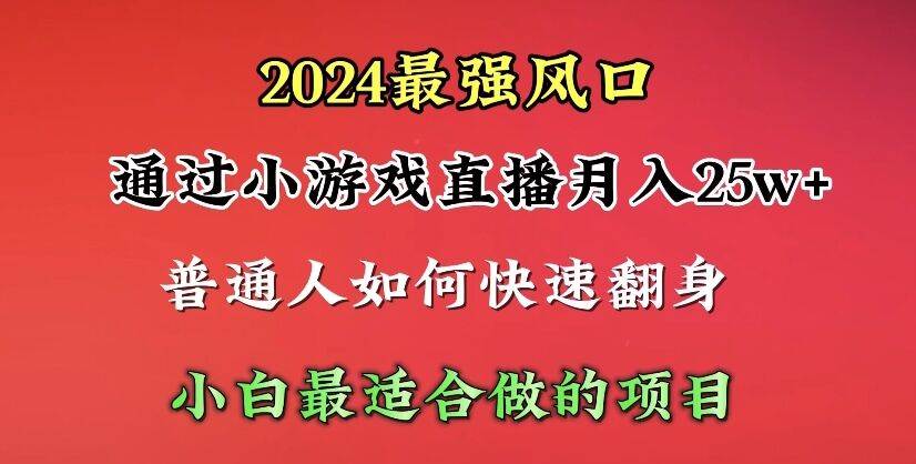 2024年最强风口,通过小游戏直播月入25w+单日收益5000+小白最适合做的项目-烽云网