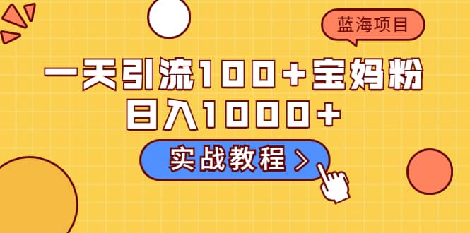 一天引流100+宝妈粉,日入1000+的蓝海项目(实战教程)-烽云网