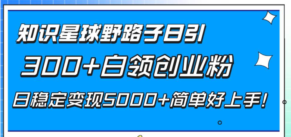 知识星球野路子日引300+白领创业粉，日稳定变现5000+简单好上手！-烽云网