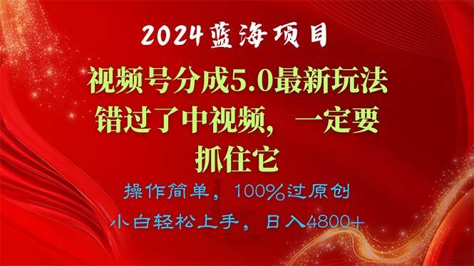 2024蓝海项目，视频号分成计划5.0最新玩法，错过了中视频，一定要抓住…-烽云网