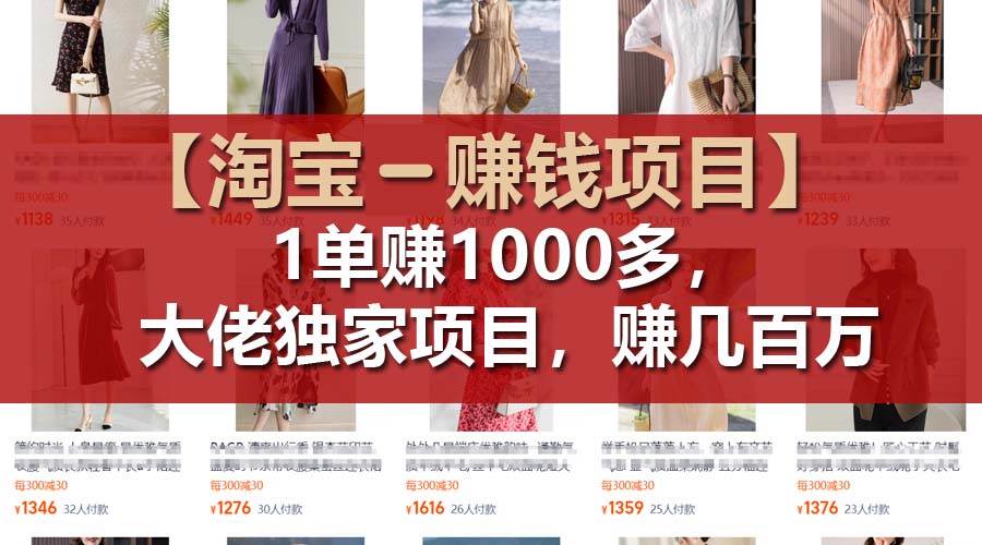 【淘宝赚钱项目】1单可赚1000多，大佬独家项目，年赚几百万-烽云网