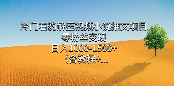 冷门右豹解压视频小说推文项目，零粉丝变现，日入1000-1500+（含教程）-烽云网