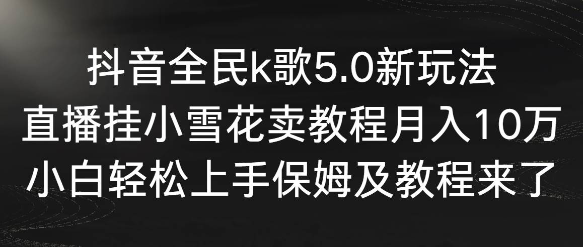 抖音全民k歌5.0新玩法，直播挂小雪花卖教程月入10万，小白轻松上手，保...-烽云网