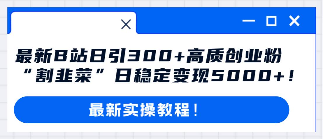 最新B站日引300+高质创业粉教程!“割韭菜”日稳定变现5000+!-烽云网