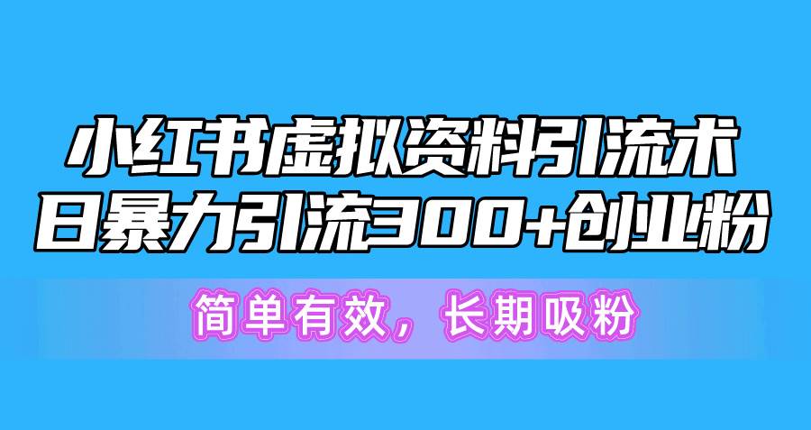 小红书虚拟资料引流术，日暴力引流300+创业粉，简单有效，长期吸粉-烽云网