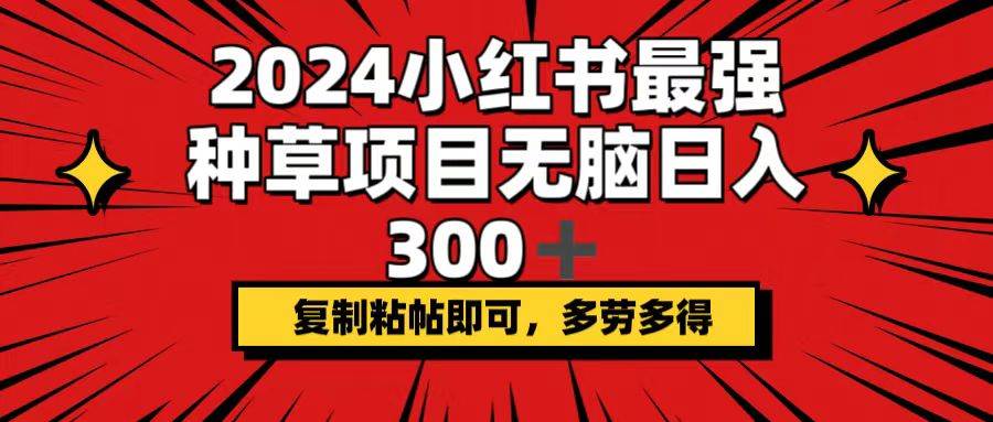 2024小红书最强种草项目,无脑日入300+,复制粘帖即可,多劳多得-烽云网